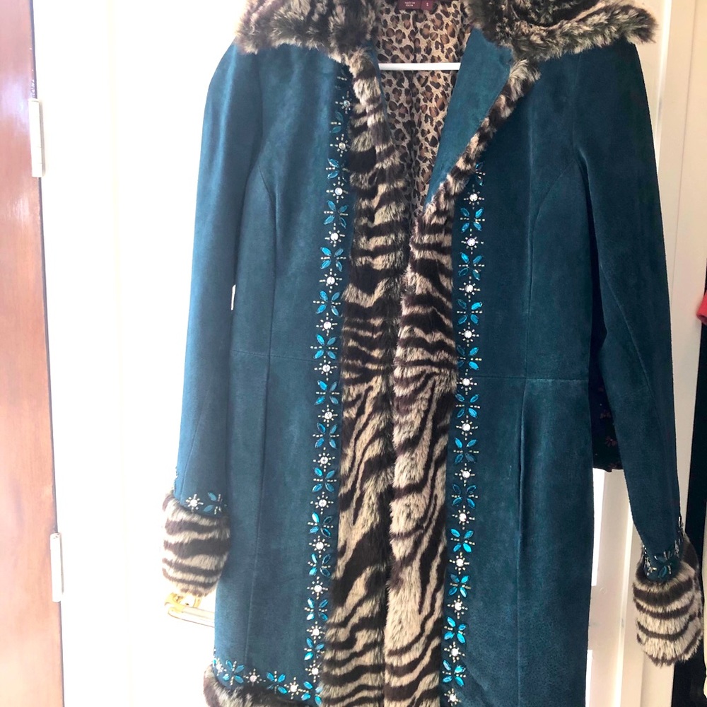 COPY - Suede Embellished Teal Jacket
